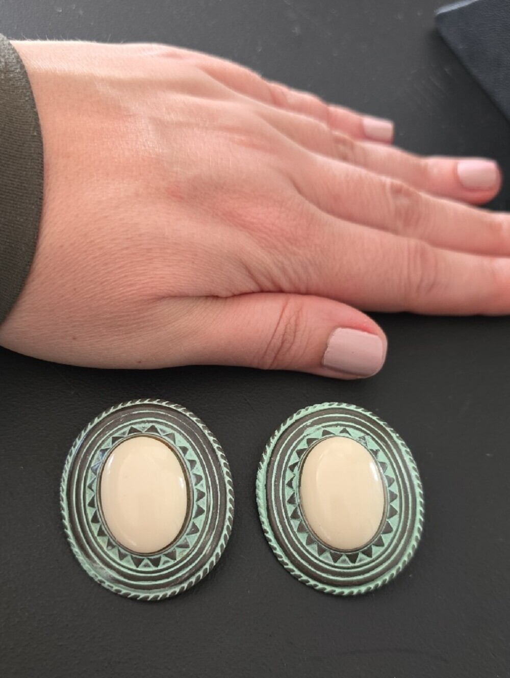 Vintage Ben-Amun Signed Etruscan Statement Clip-On Earrings 1980s Runway - Picture 7 of 10